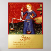 天秤座〔占星術の〕十二宮図サインはかりで測誕生日パーティー 箔ポスター (正面)