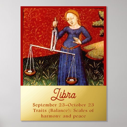 天秤座〔占星術の〕十二宮図サインはかりで測誕生日パーティー 箔ポスター (正面)
