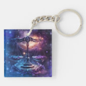 天秤座〔占星術の〕十二宮図サインウォーター色デザイン キーホルダー (裏面)