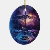 天秤座〔占星術の〕十二宮図サインウォーター色デザイン セラミックオーナメント (右)