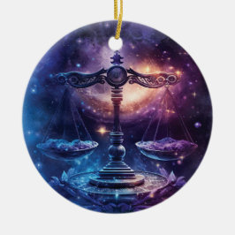 天秤座〔占星術の〕十二宮図サインウォーター色デザイン セラミックオーナメント