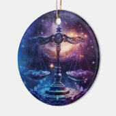 天秤座〔占星術の〕十二宮図サインウォーター色デザイン セラミックオーナメント (左)