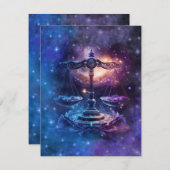 天秤座〔占星術の〕十二宮図サインウォーター色デザイン ノートカード (正面/裏面)