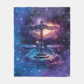 天秤座〔占星術の〕十二宮図サインウォーター色デザイン フリースブランケット (正面)