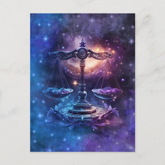 天秤座〔占星術の〕十二宮図サインウォーター色デザイン ポストカード (正面)