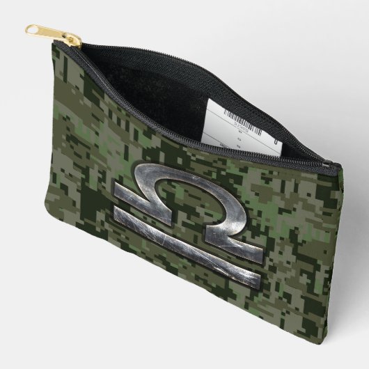 天秤座〔占星術の〕十二宮図サインウッドランドデジタルカモフラージュ アクセサリーポーチ (見開き)