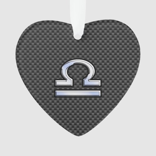 天秤座〔占星術の〕十二宮図サインオンカーボンファイバースタイル オーナメント (正面)