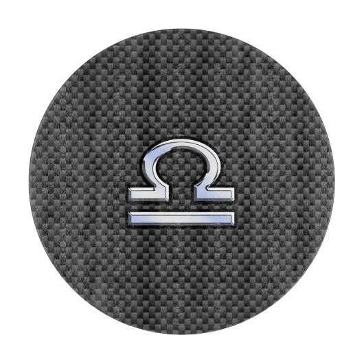 天秤座〔占星術の〕十二宮図サインオンカーボンファイバースタイル カッティングボード (正面)