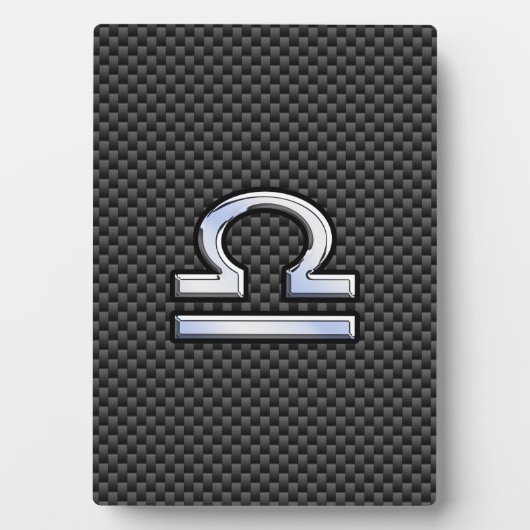 天秤座〔占星術の〕十二宮図サインオンカーボンファイバースタイル フォトプラーク (正面)