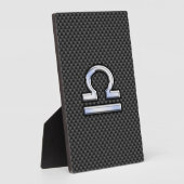 天秤座〔占星術の〕十二宮図サインオンカーボンファイバースタイル フォトプラーク (側面)