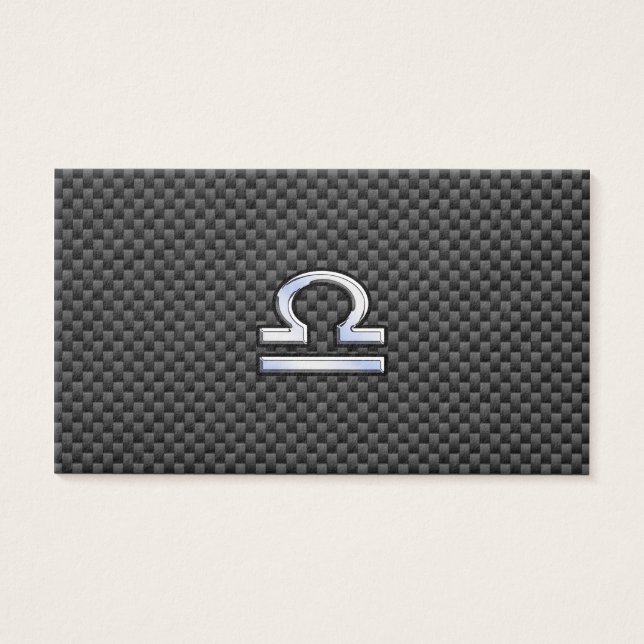 天秤座〔占星術の〕十二宮図サインオンカーボンファイバープリント (正面)