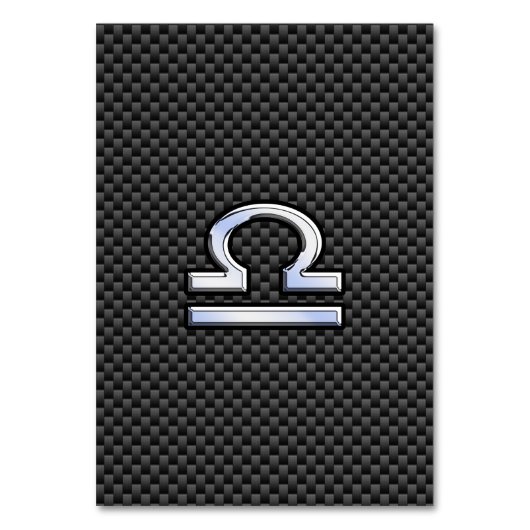 天秤座〔占星術の〕十二宮図サインオンカーボンファイバープリント テーブルナンバー (正面)