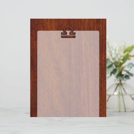 天秤座〔占星術の〕十二宮図サインオンマホガニースタイルデコール (スタンド正面)