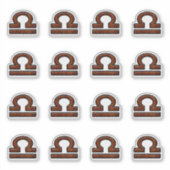 天秤座〔占星術の〕十二宮図サインオンマホガニースタイルプリント シール (正面)