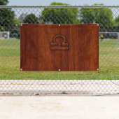 天秤座〔占星術の〕十二宮図サインオンマホガニーブラウンスタイルプリント 横断幕 (インサイチュ)