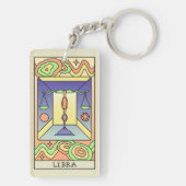 天秤座〔占星術の〕十二宮図サイン抽象芸術アートヴィンテージ キーホルダー (裏面)