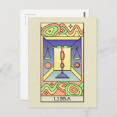天秤座〔占星術の〕十二宮図サイン抽象芸術アートヴィンテージ ポストカード (正面/裏面)