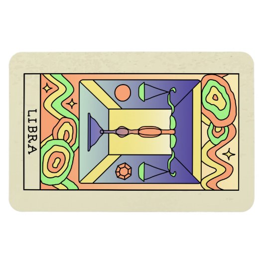 天秤座〔占星術の〕十二宮図サイン抽象芸術アートヴィンテージ マグネット (横)