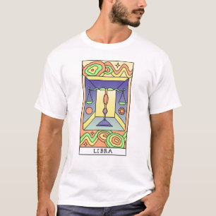 天秤座〔占星術の〕十二宮図サイン抽象芸術アートヴィンテージ Tシャツ