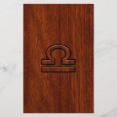 天秤座〔占星術の〕十二宮図シンボルのマホガニースタイルプリント 便箋 (正面)