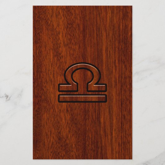 天秤座〔占星術の〕十二宮図シンボルのマホガニースタイルプリント 便箋 (正面)