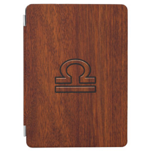 天秤座〔占星術の〕十二宮図シンボルのマホガニースタイルプリント iPad AIR カバー