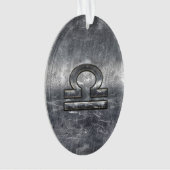 天秤座〔占星術の〕十二宮図シンボルシルバースチールスタイル オーナメント (正面)