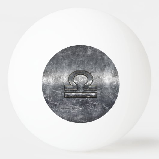 天秤座〔占星術の〕十二宮図シンボルシルバースチールスタイル 卓球ボール (正面)