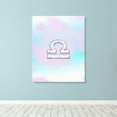 天秤座〔占星術の〕十二宮図シンボルマザーオブパールスタイル キャンバスプリント (インサイチュ (ウッドフロア))