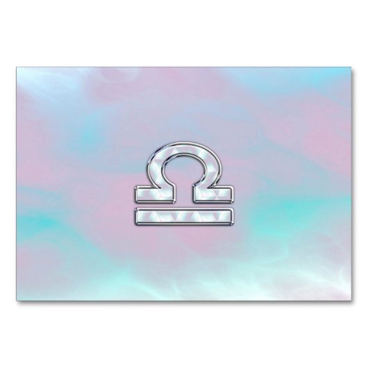 天秤座〔占星術の〕十二宮図シンボルマザーオブパールスタイル テーブルナンバー (正面)