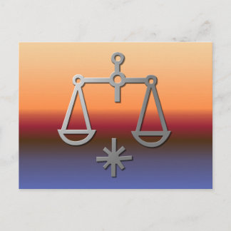 天秤座〔占星術の〕十二宮図スターサインオレンジサンライズサンセット ポストカード
