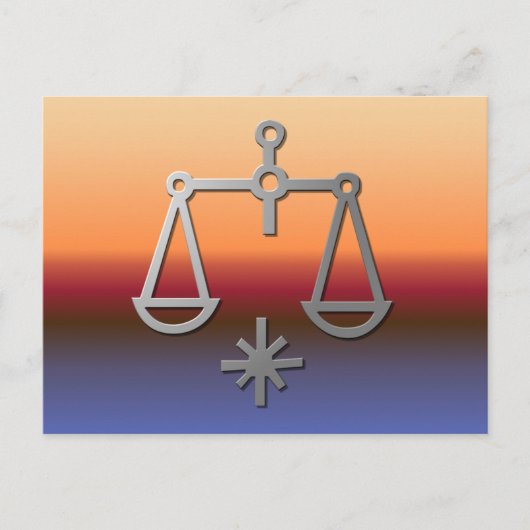 天秤座〔占星術の〕十二宮図スターサインオレンジサンライズサンセット ポストカード (正面)