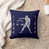 天秤座〔占星術の〕十二宮図ネイビーブルーアメリカンモジョピロー クッション (ブランケット)