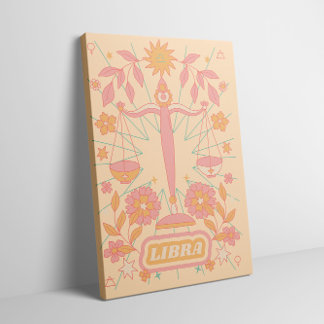 天秤座〔占星術の〕十二宮図パステルドリームズウォールアーツ キャンバスプリント