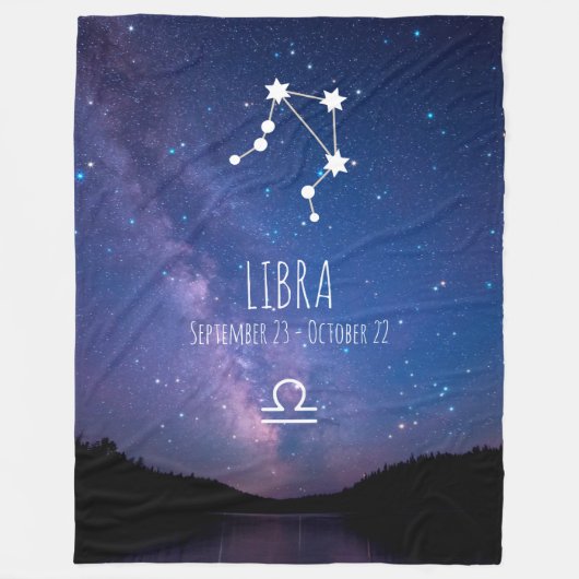 天秤座 |〔占星術の〕十二宮図パーソナライズされた星座 フリースブランケット (正面)