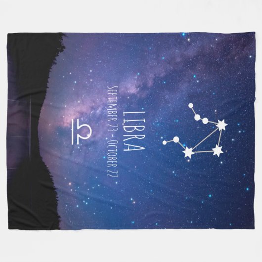 天秤座 |〔占星術の〕十二宮図パーソナライズされた星座 フリースブランケット (正面(横))