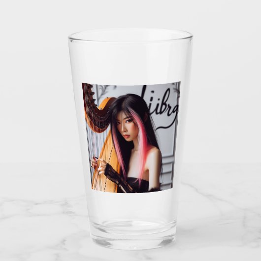 天秤座〔占星術の〕十二宮図ミュージシャンハープ タンブラーグラス (正面)