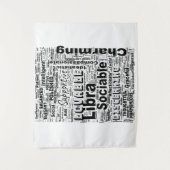 天秤座〔占星術の〕十二宮図ワードクラウドインスピレーション タペストリー (正面)