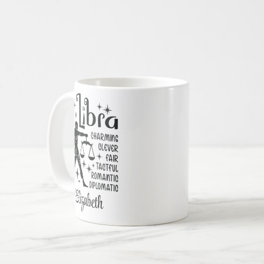 天秤座〔占星術の〕十二宮図占星術名前をカスタムする コーヒーマグカップ (正面左)