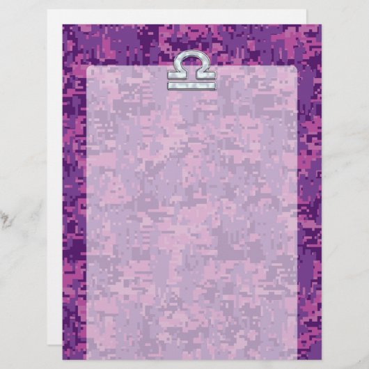 天秤座〔占星術の〕十二宮図明るい赤紫色ピンクデジタル迷彩柄 (正面/裏面)