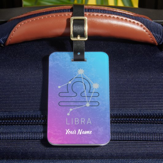 天秤座〔占星術の〕十二宮図星印占星術星座 ラゲッジタグ (正面インサイチュ2)