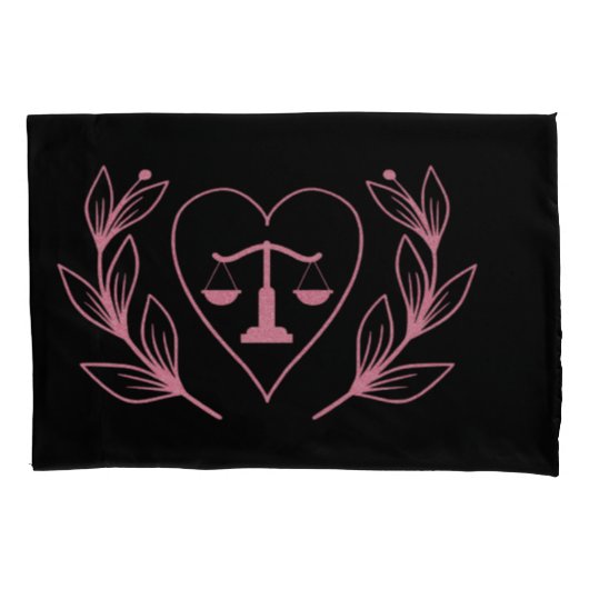 天秤座〔占星術の〕十二宮図標識とハート枕ローケース 枕カバー (正面左)