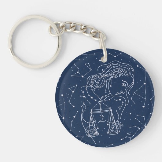 天秤座〔占星術の〕十二宮図標識 キーホルダー (正面)