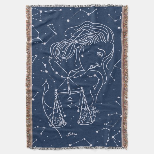 天秤座〔占星術の〕十二宮図標識 スローブランケット (正面縦)