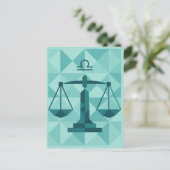 天秤座〔占星術の〕十二宮図標識 ポストカード (スタンド正面)