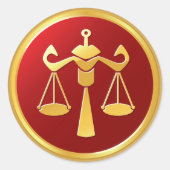 天秤座〔占星術の〕十二宮図標識 ラウンドシール (正面)