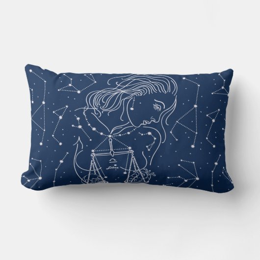 天秤座〔占星術の〕十二宮図標識 ランバークッション (正面)