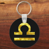 天秤座〔占星術の〕十二宮図記号ブラック金ゴールド記号 キーホルダー (正面)