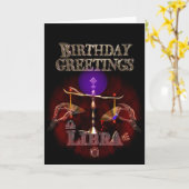 天秤座〔占星術の〕十二宮図誕生日グリーティングバイバルクサルト カード (黄色い花)