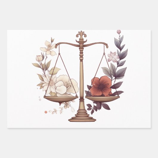 天秤座〔占星術の〕十二宮図誕生日 ラッピングペーパーシート (正面2)